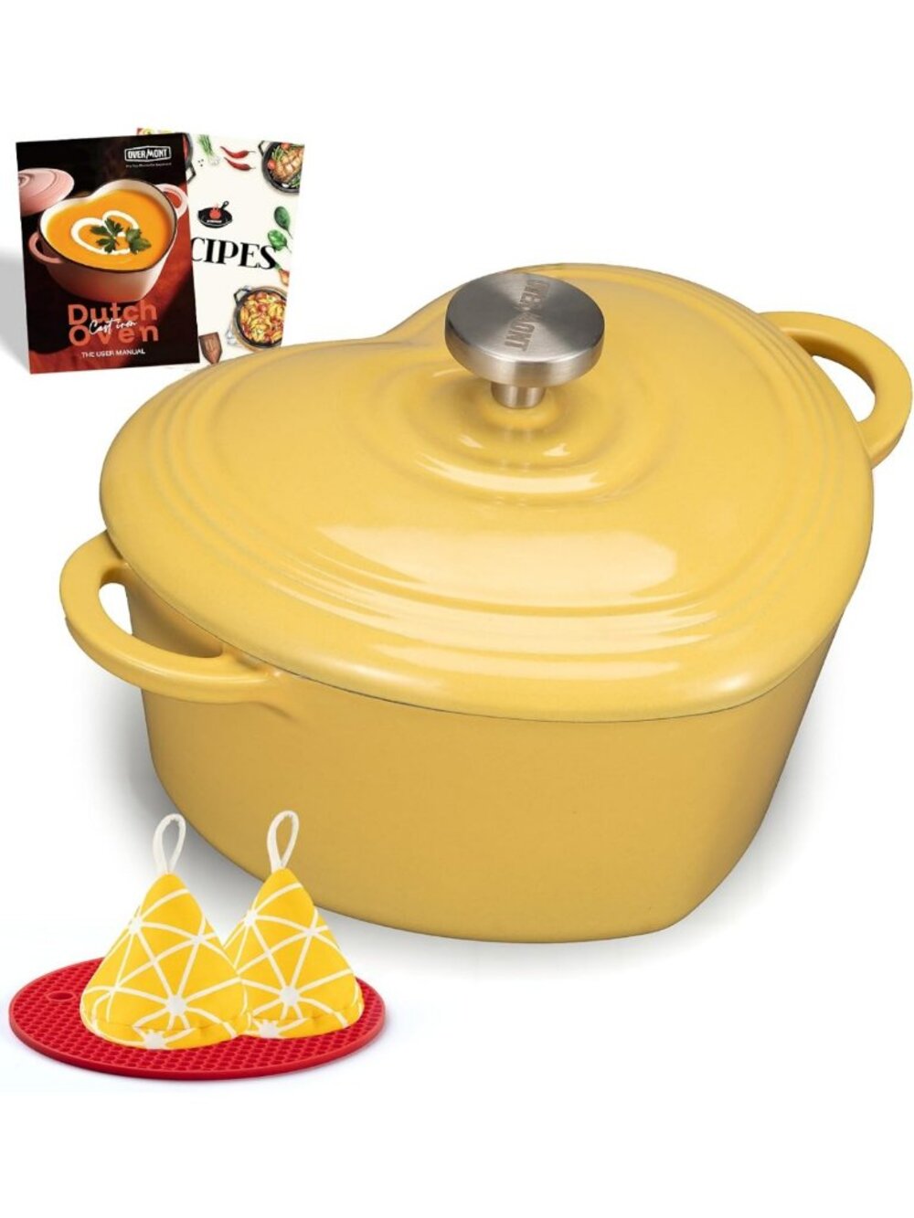 Heart-Shaped 2QT Enameled Cast Iron Dutch Oven Mini Pot with Lid - Kitchen